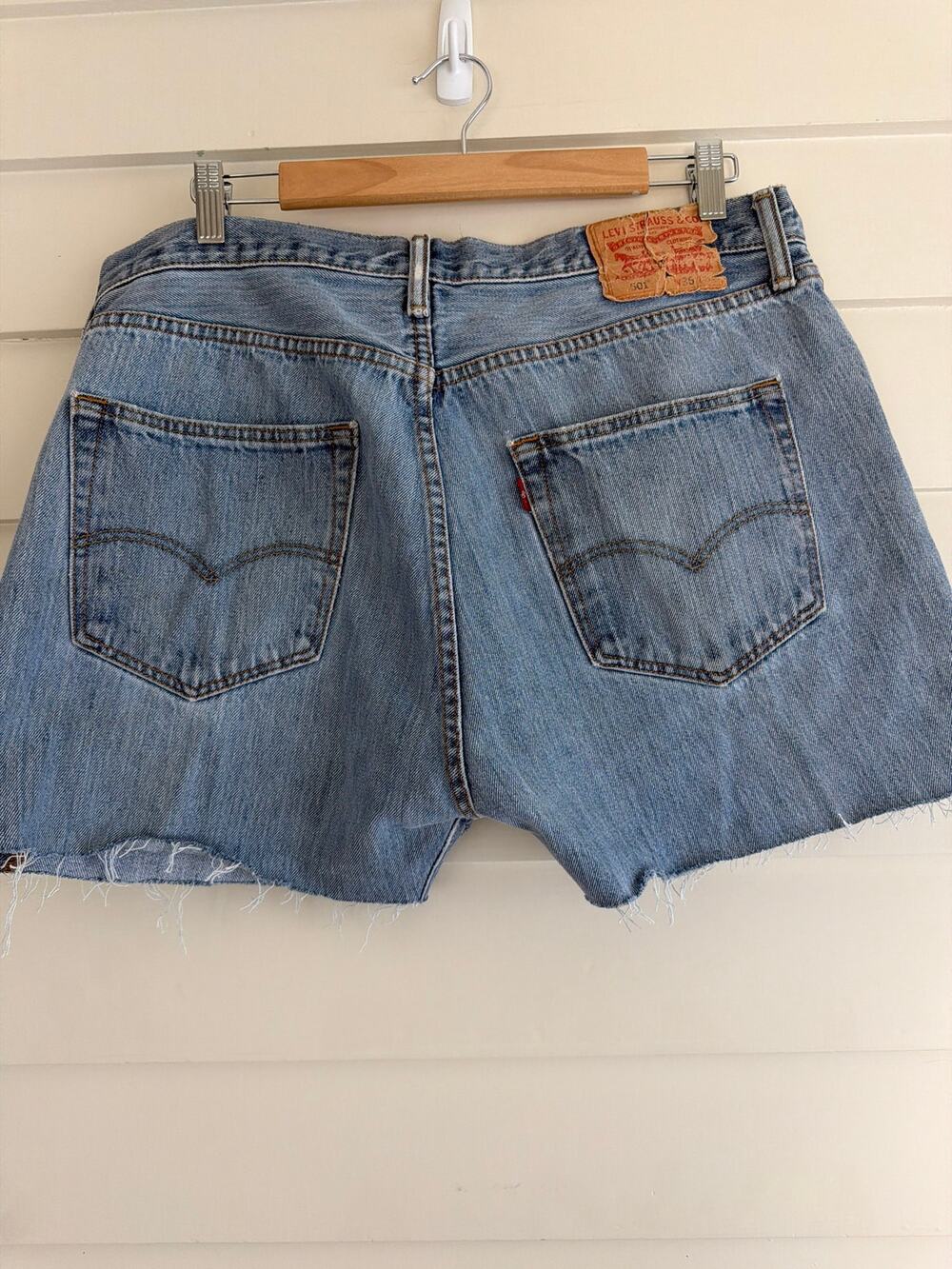 Y2K Levi’s 501 Women's Cutoff Denim Shorts 34 Distressed Festival Raw Hem AS IS